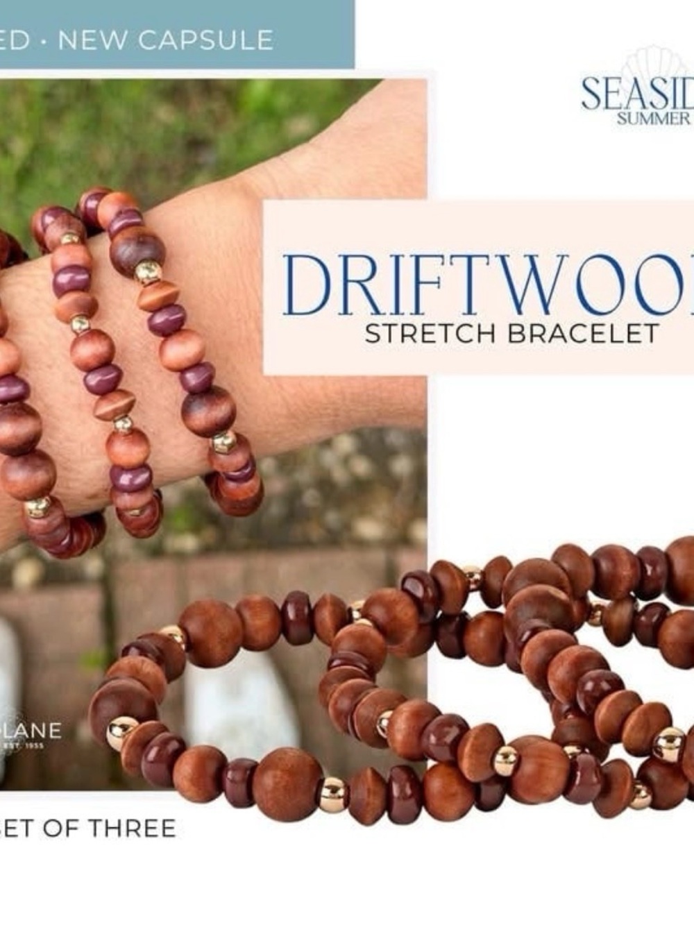 Park Lane Driftwood Brown Wooden Bead Stretch Bracelet - Set of 3 - Picture 2 of 9